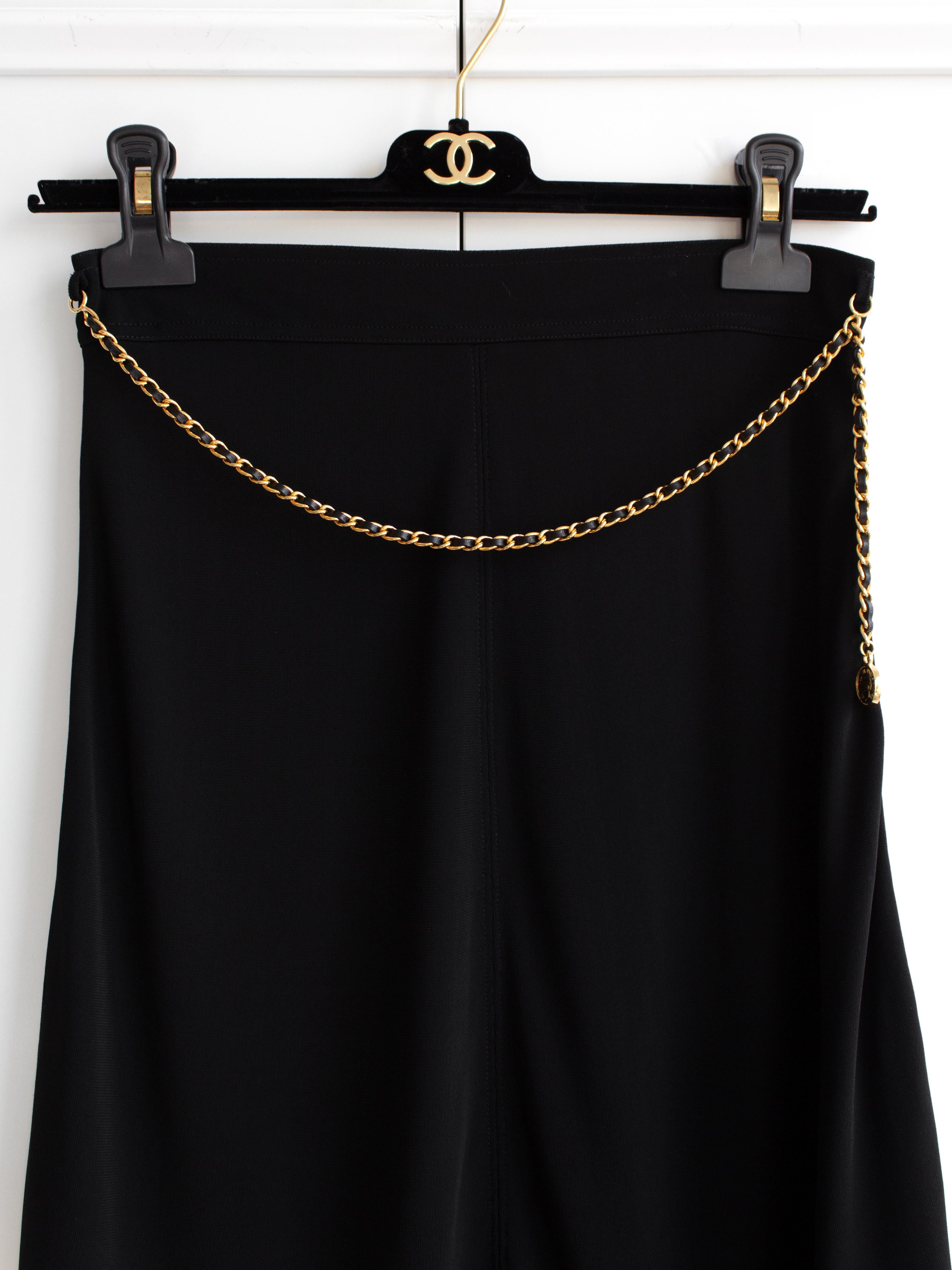 Chanel Vintage Spring/Summer 1997 Black Gold Chain 97P Mini Skirt 3