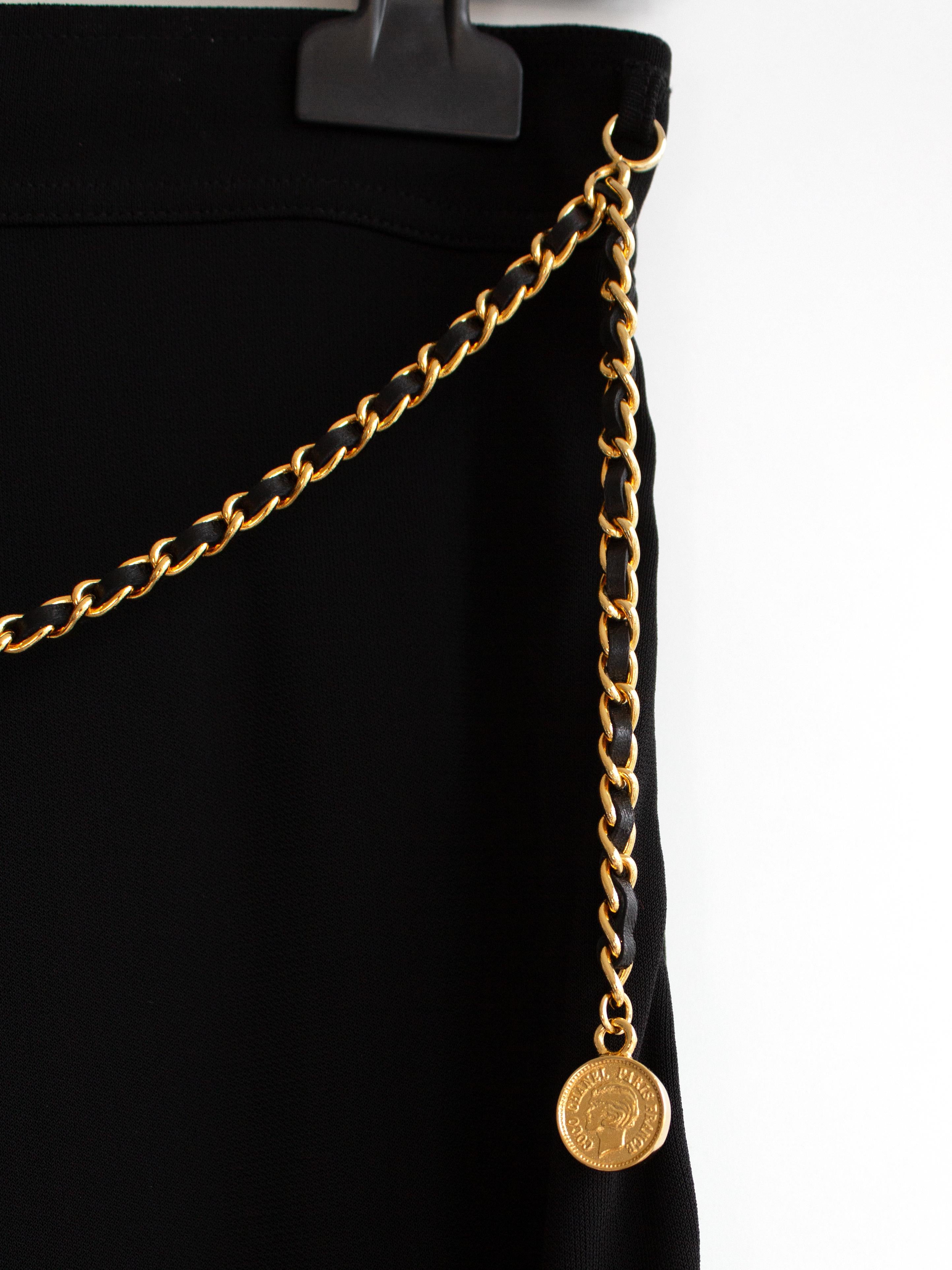 Chanel Vintage Spring/Summer 1997 Black Gold Chain 97P Mini Skirt 4