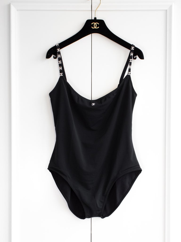 Chanel Vintage Spring/Summer 1997 Black White CC Logo 97P Bodysuit 