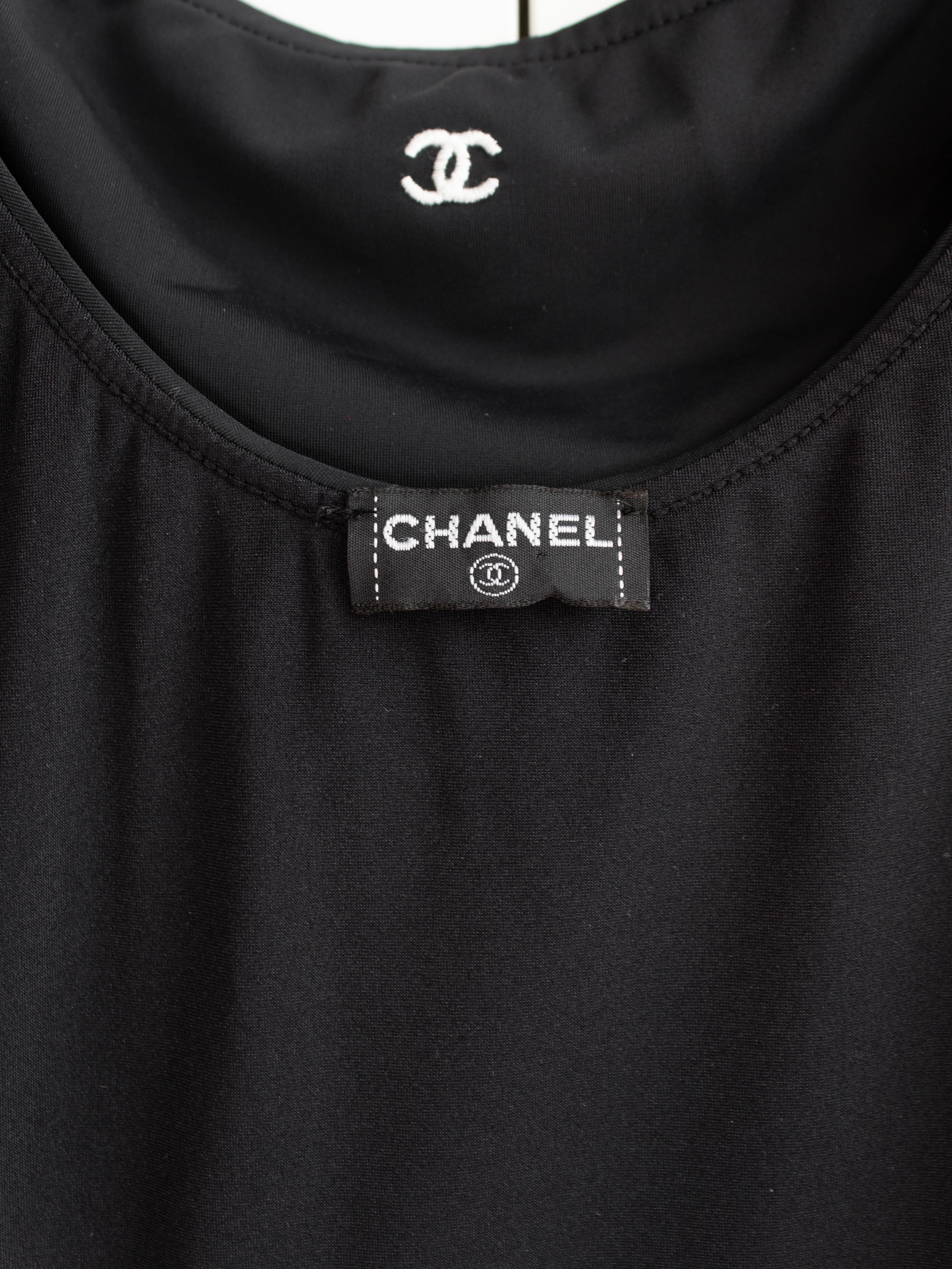 Chanel Vintage Primavera/Verano 1997 Negro Blanco CC Logo 97P Body Traje de baño en venta 5