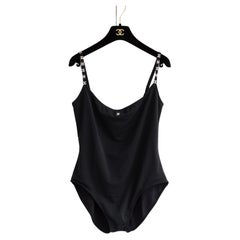 Chanel Vintage Spring/Summer 1997 Black White CC Logo 97P Bodysuit Swimsuit