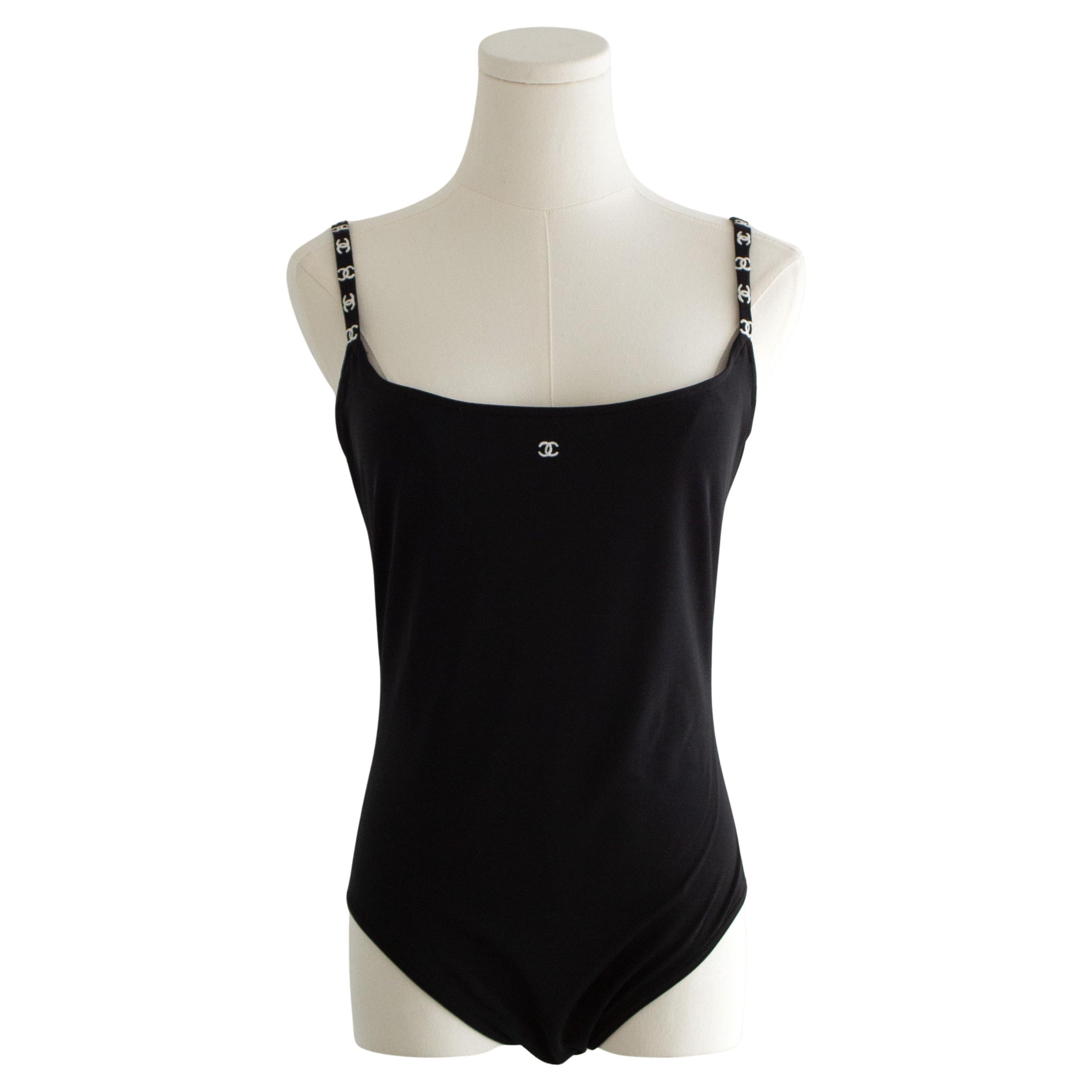 Chanel Vintage Spring/Summer 1997 Black White CC Logo 97P Bodysuit Swimsuit