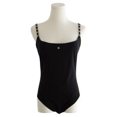 Chanel Vintage Spring/Summer 1997 Black White CC Logo 97P Bodysuit Swimsuit