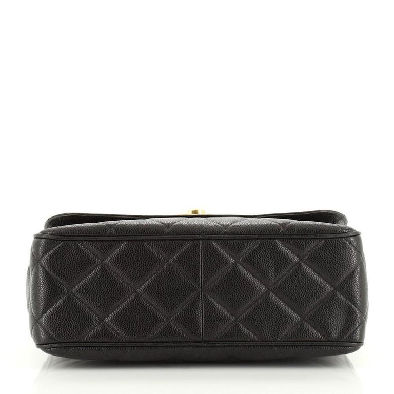 Chanel Vintage Square CC Flap Bag Quilted Caviar Jumbo at 1stDibs