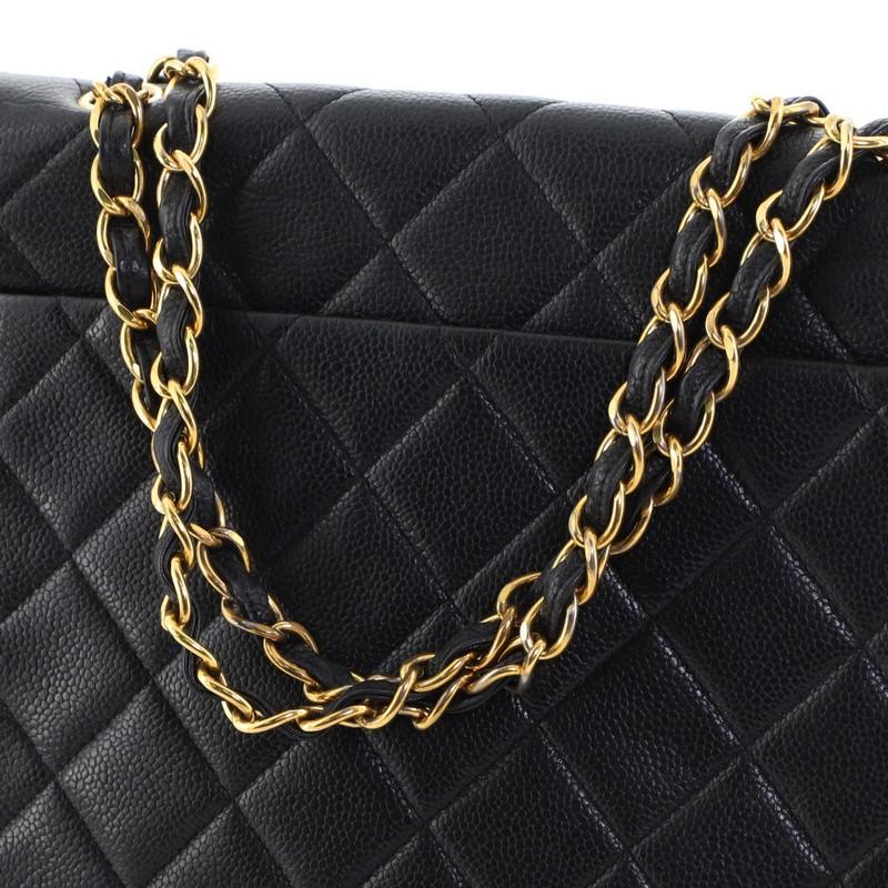 Chanel Vintage Square CC Flap Bag Quilted Caviar Medium 4