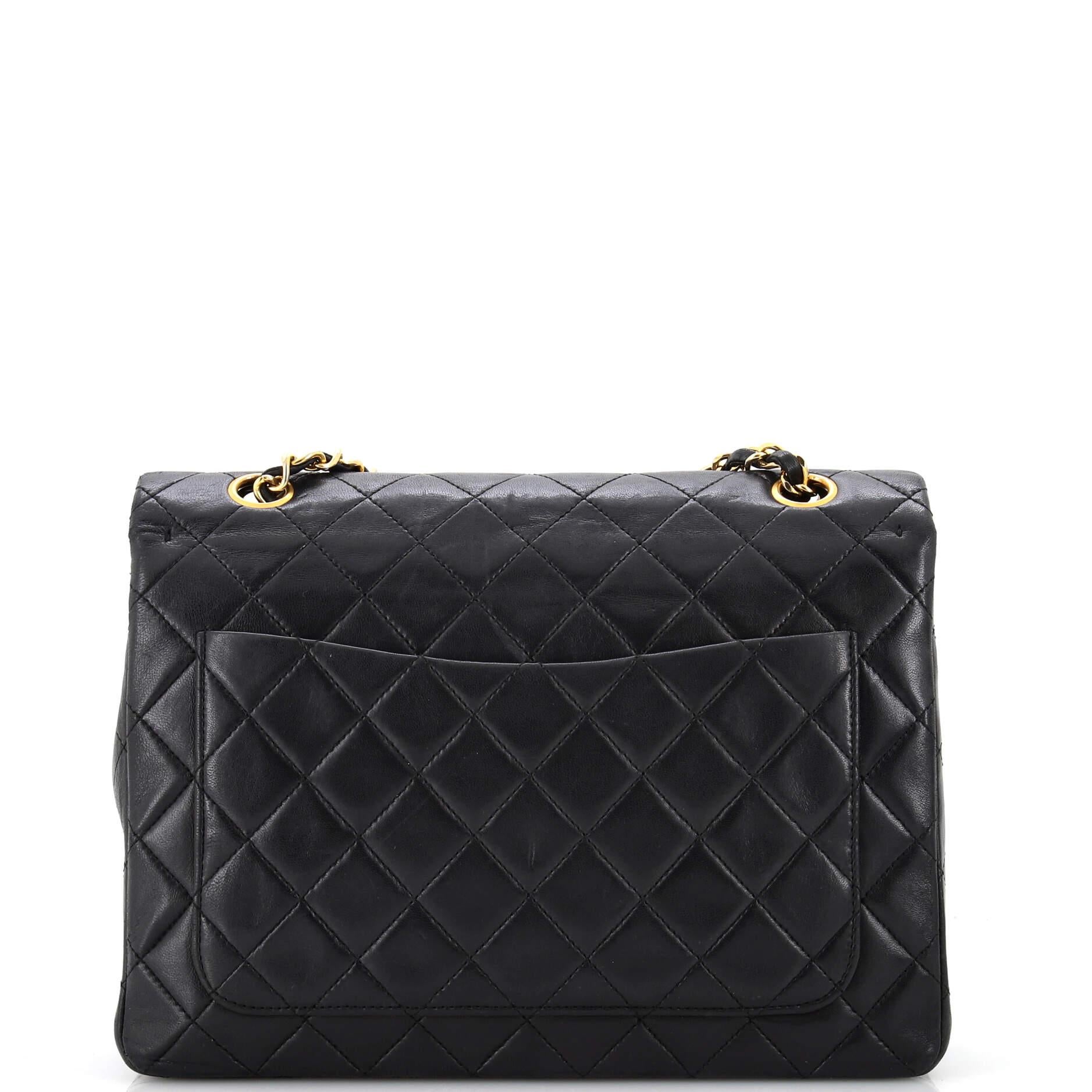 Chanel Vintage Square CC Flap Bag Quilted Lambskin Medium In Fair Condition In NY, NY