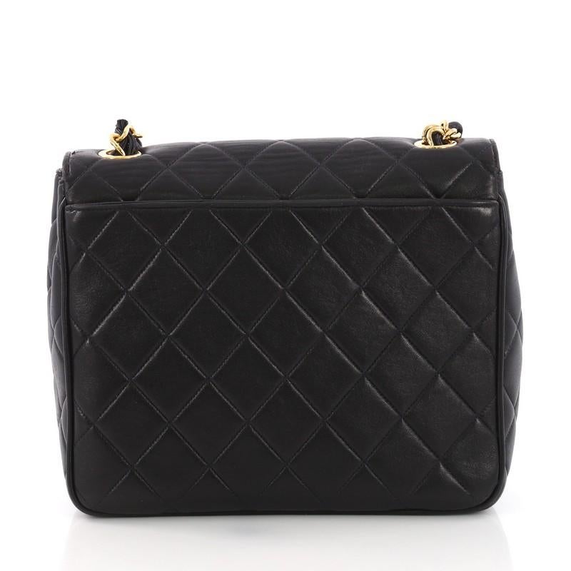 Chanel Vintage Square CC Flap Bag Quilted Lambskin Medium In Good Condition In NY, NY