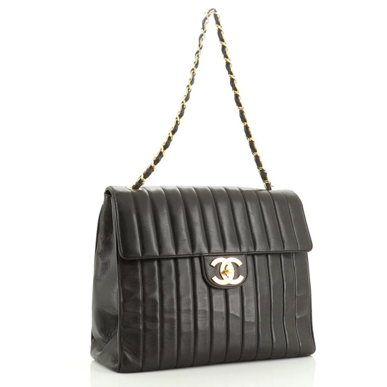 Chanel Vintage Square CC Flap Bag Vertical Quilt Lambskin Large at