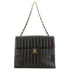 Chanel Vintage Square CC Flap Bag Vertical Quilt Lammleder groß