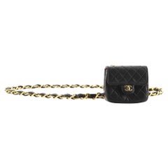Chanel Vintage Square CC Flap Chain Belt Bag Quilted Lambskin Micro