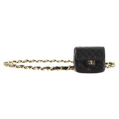 Chanel Vintage Square CC Flap Chain Belt Bag Quilted Lambskin Micro