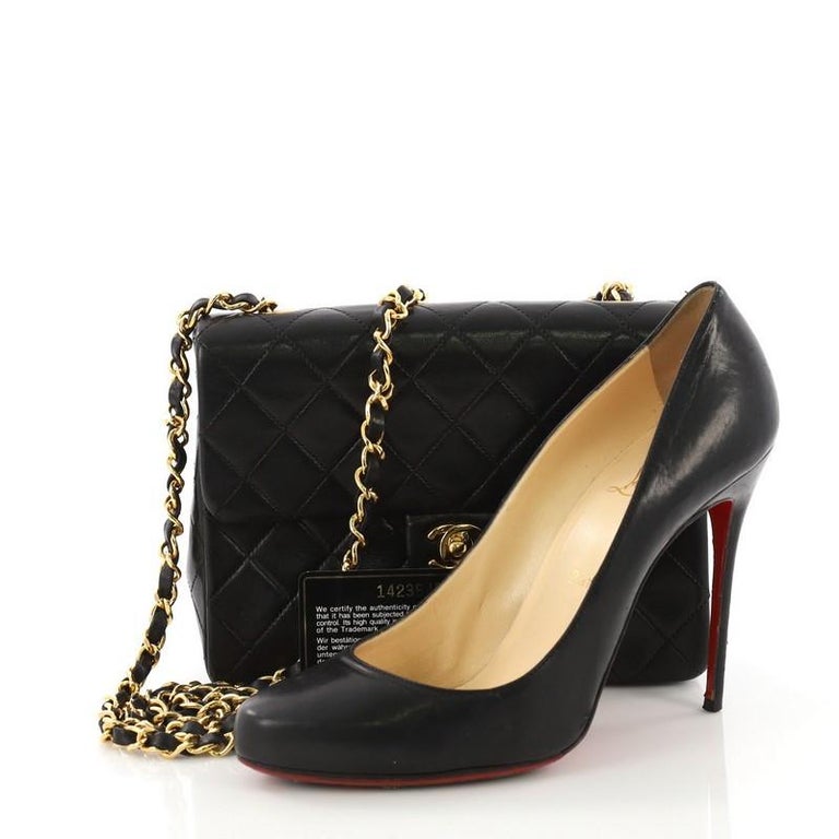 Chanel Vintage Square Classic Flap Bag Quilted Lambskin ...