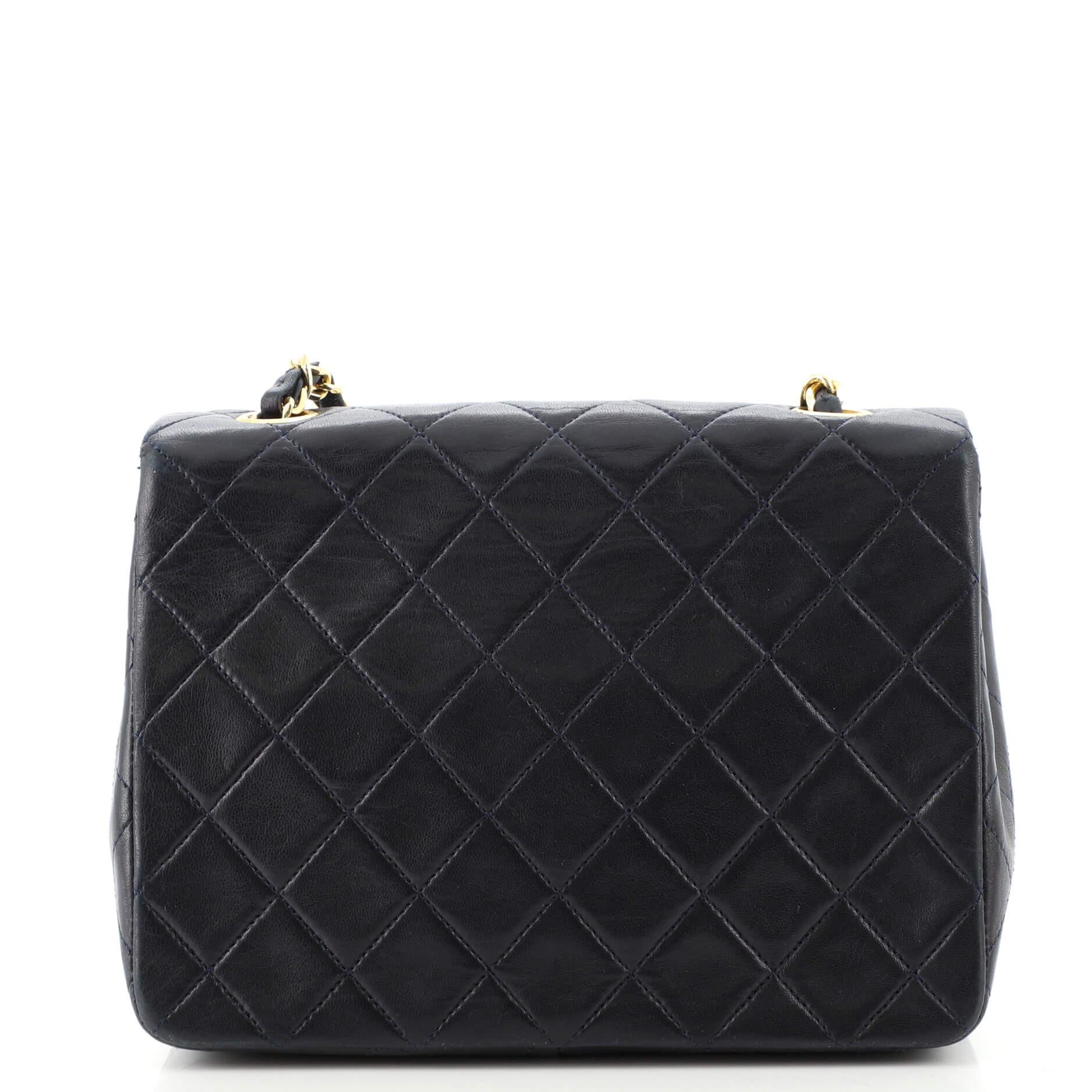 Chanel Vintage Square Classic Flap Bag Quilted Lambskin Small In Good Condition In NY, NY