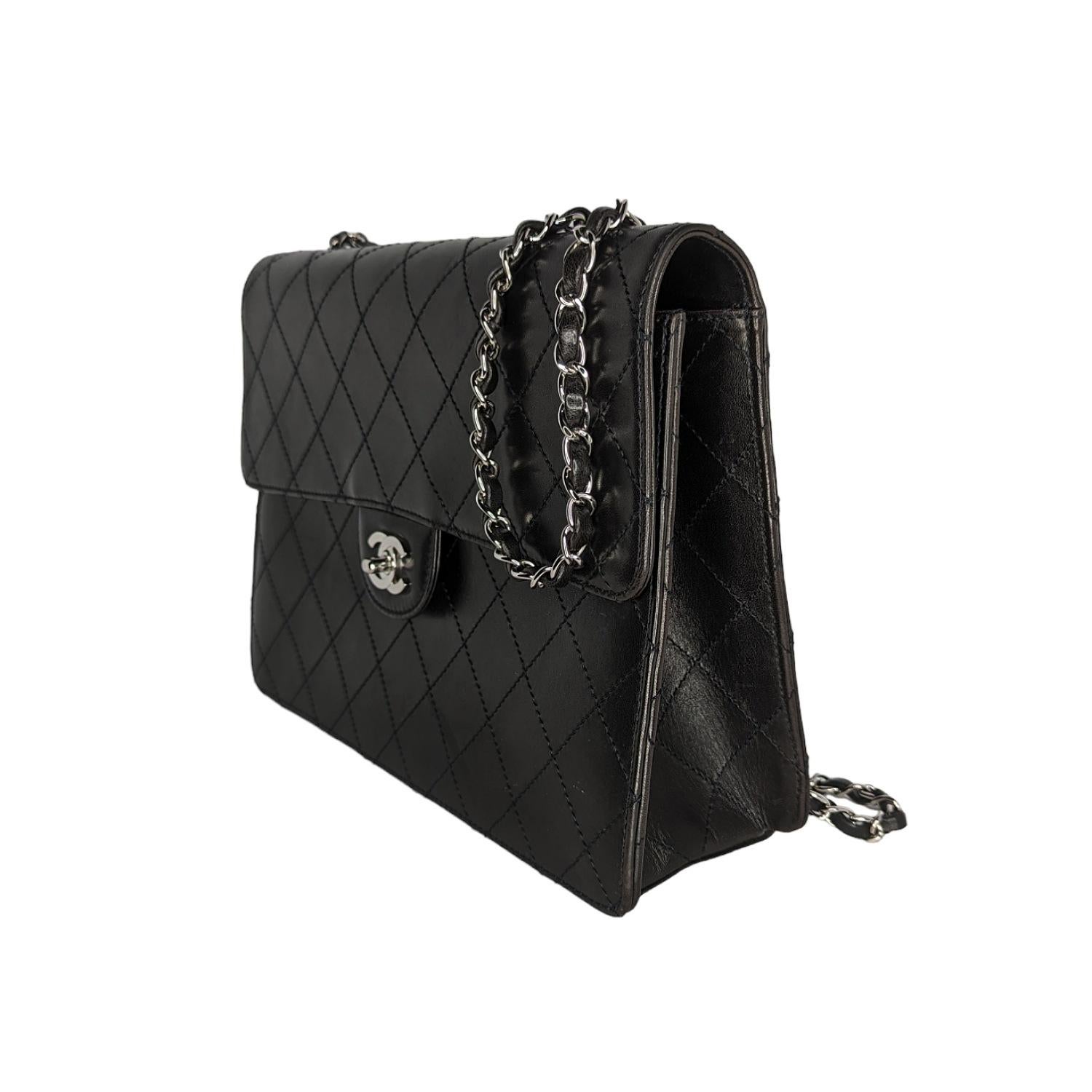 Chanel Vintage Square Classic Single Flap Bag Lambskin For Sale 1
