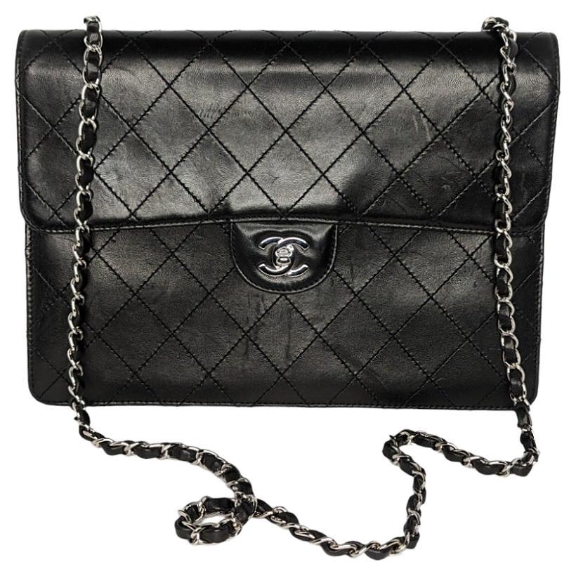 Chanel Vintage Square Classic Single Flap Bag Lambskin For Sale