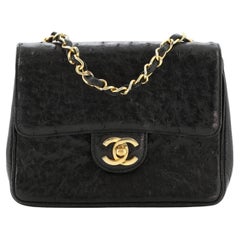 Chanel Vintage Square Classic Single Flap Bag Ostrich Mini