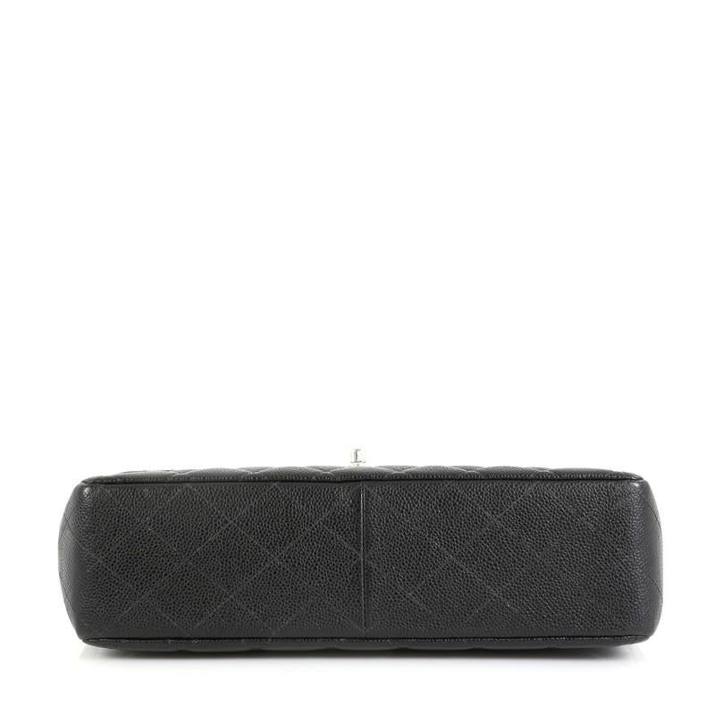 Women's or Men's Chanel Vintage Square Classic Single Flap Bag Quilted Caviar Jumbo