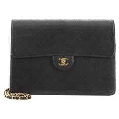 Chanel Vintage Square Classic Single Flap Bag Quilted Caviar Jumbo