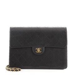 Chanel Vintage Square Classic Single Flap Bag Quilted Caviar Jumbo