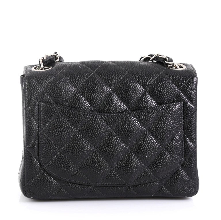 Chanel Vintage Square Classic Single Flap Bag Quilted Caviar Mini at ...
