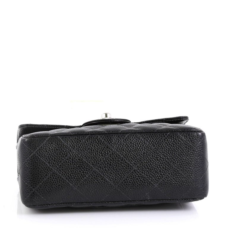 Chanel Vintage Square Classic Single Flap Bag Quilted Caviar Mini at ...