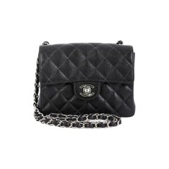 chanel caviar mini square Chanel Vintage Square Classic Single Flap Bag Quilted Caviar Mini