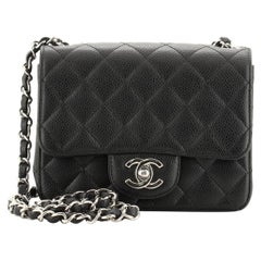  Chanel Vintage Square Classic Single Flap Bag Quilted Caviar Mini
