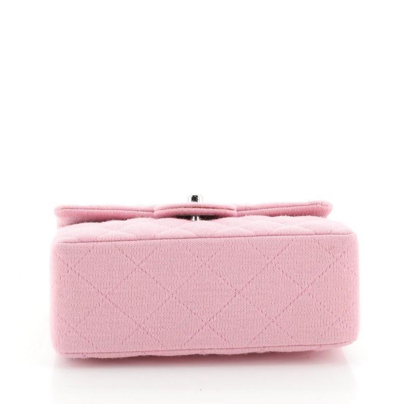Pink Chanel Vintage Square Classic Single Flap Bag Quilted Jersey Mini