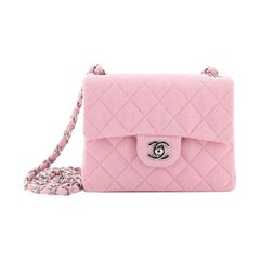 Chanel Vintage Square Classic Single Flap Bag Quilted Jersey Mini
