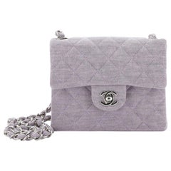 Chanel Vintage Square Classic Single Flap Bag Quilted Jersey Mini 