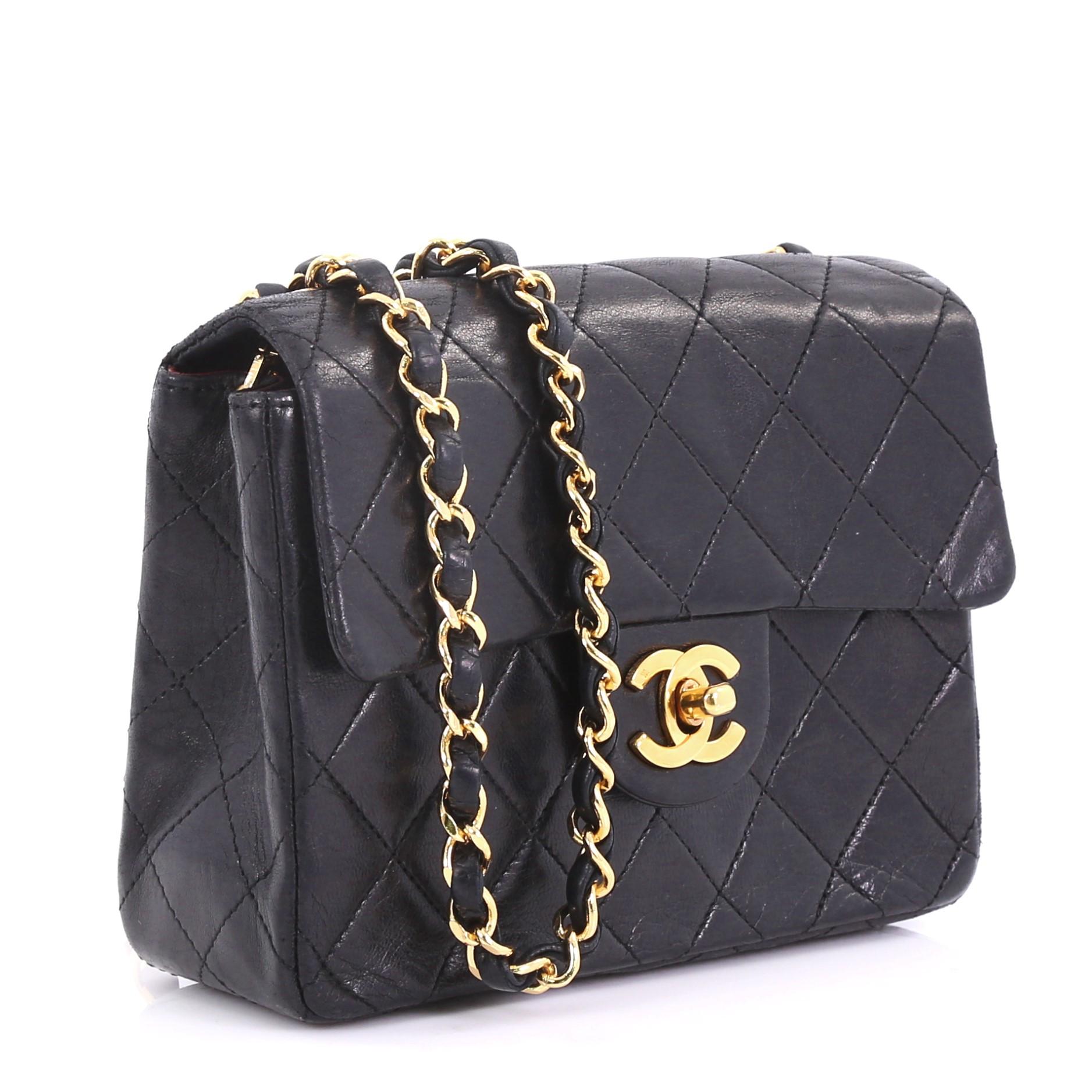 Chanel Vintage Square Classic Single Flap Bag Quilted Lambskin Mini at