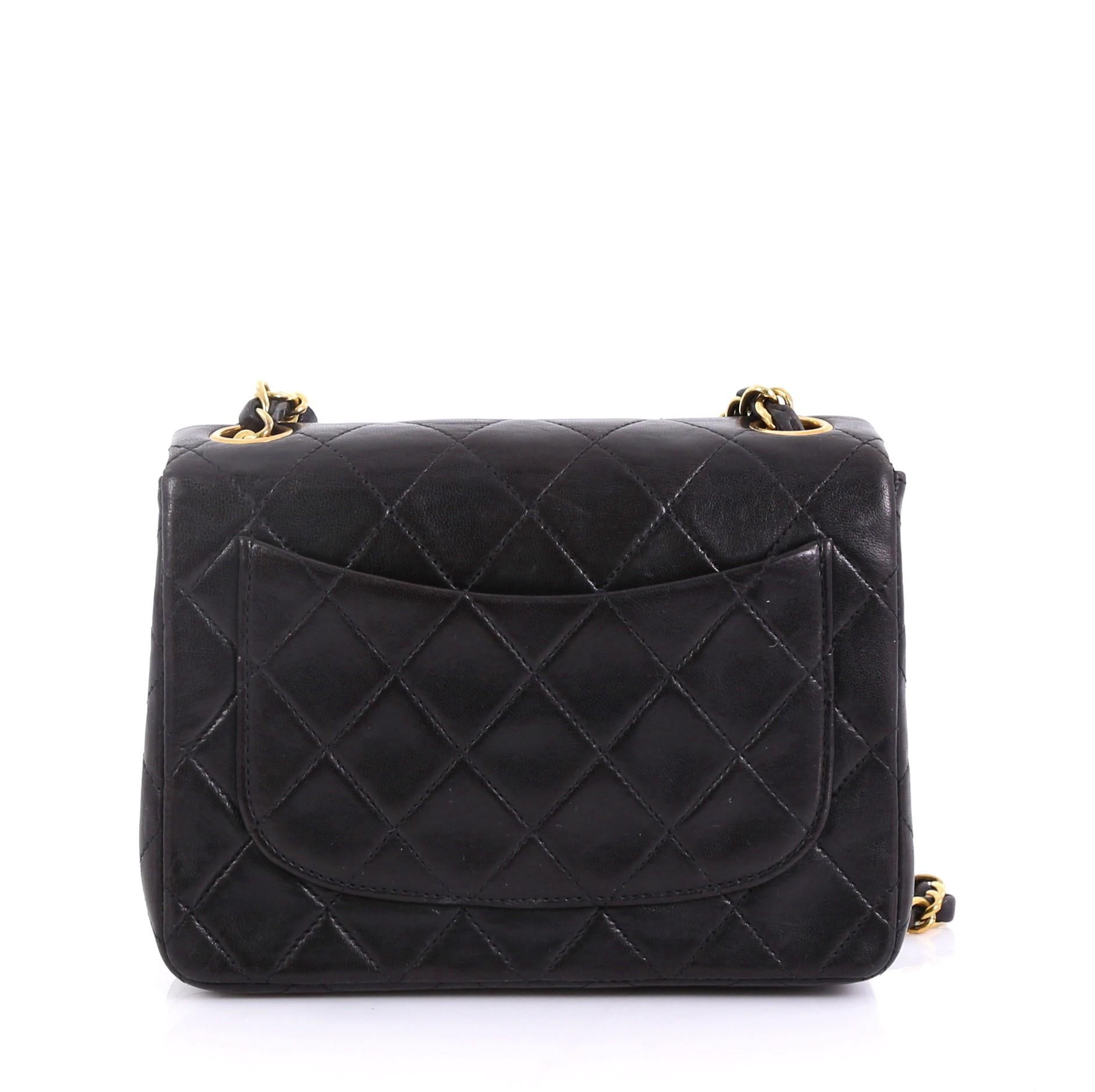 Chanel Vintage Square Classic Single Flap Bag Quilted Lambskin Mini In Good Condition In NY, NY