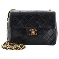 Chanel Vintage Square Classic Single Flap Bag Quilted Lambskin Mini