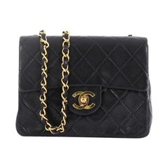Chanel Vintage Square Classic Single Flap Bag Quilted Lambskin Mini