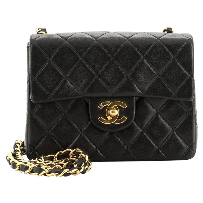 Chanel Vintage Square Classic Single Flap Bag Quilted Lambskin Mini at ...