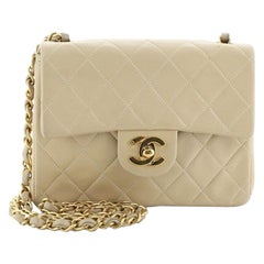 Chanel  Vintage Square Classic Single Flap Bag Quilted Lambskin Mini