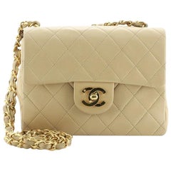 Chanel Vintage Square Classic Single Flap Bag Quilted Lambskin Mini