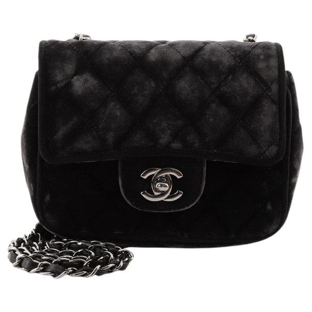 Chanel Vintage Square Classic Single Flap Bag Quilted Velvet Mini