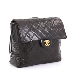 Chanel Vintage Square Flap Backpack Quilted Lambskin Medium
