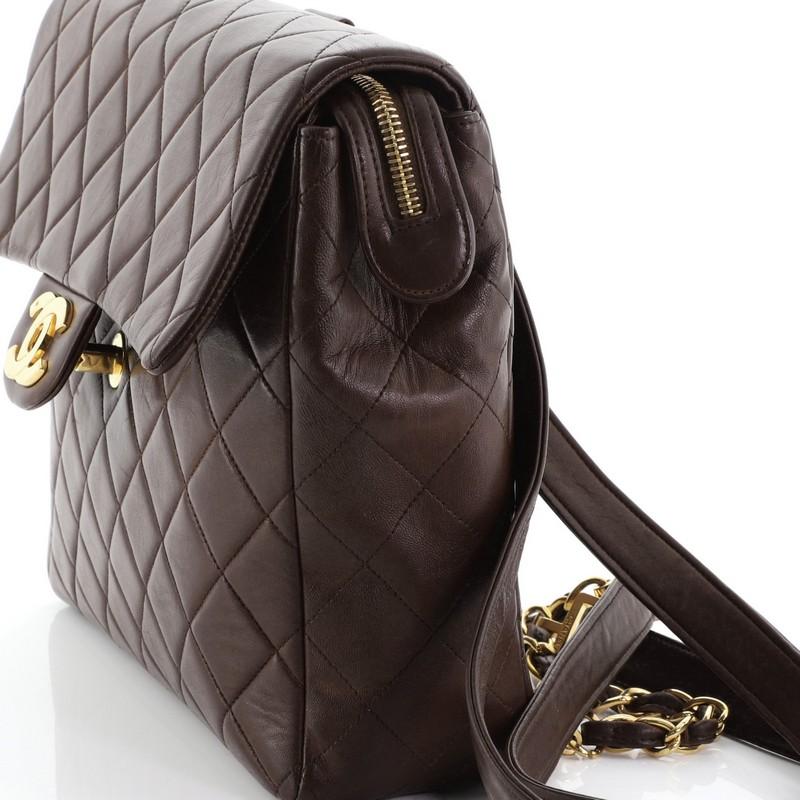 Chanel Vintage Square Flap Backpack Quilted Lambskin Medium  In Good Condition In NY, NY