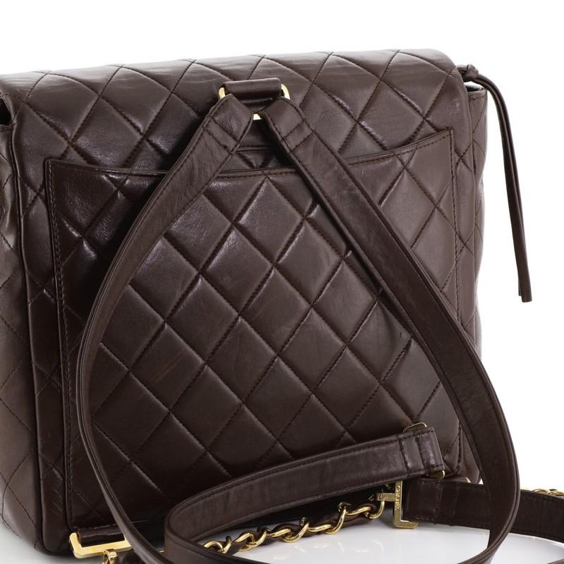 Women's or Men's Chanel Vintage Square Flap Backpack Quilted Lambskin Medium 