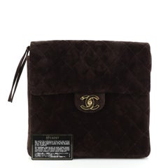 Chanel Vintage Square Flap Backpack Quilted Suede Medium