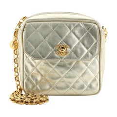 Chanel Vintage Square Front Pocket Camera Bag Quilted Leather Small