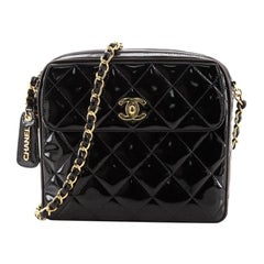 Chanel Vintage Square Front Pocket Camera Bag Quilted Patent Small