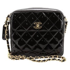 Chanel Vintage Square Front Pocket Camera Bag Quilted Patent Small