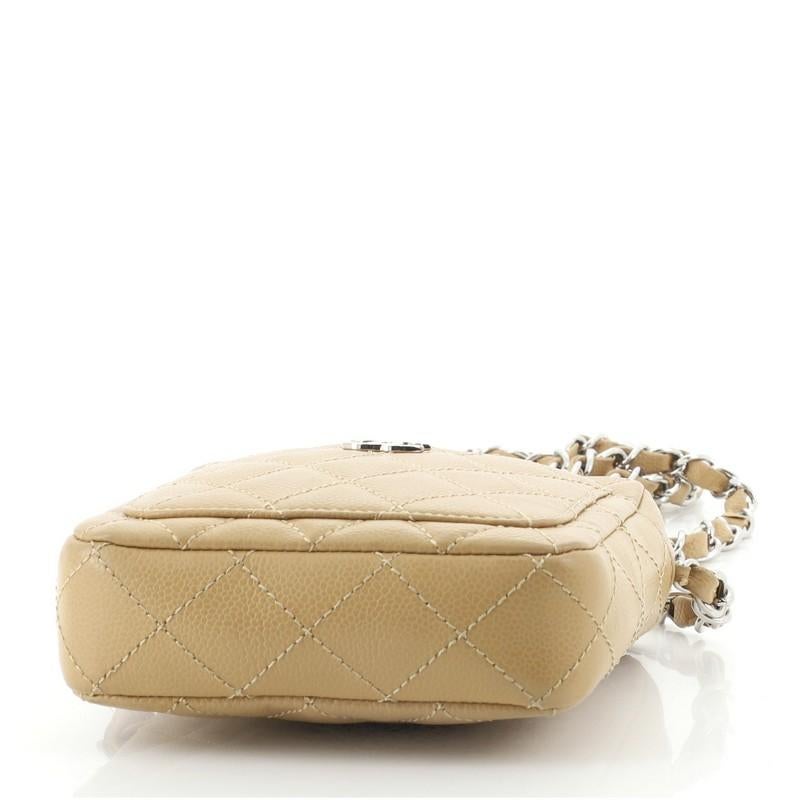 Beige Chanel Vintage Square Pocket Chain Shoulder Bag Quilted Caviar Small
