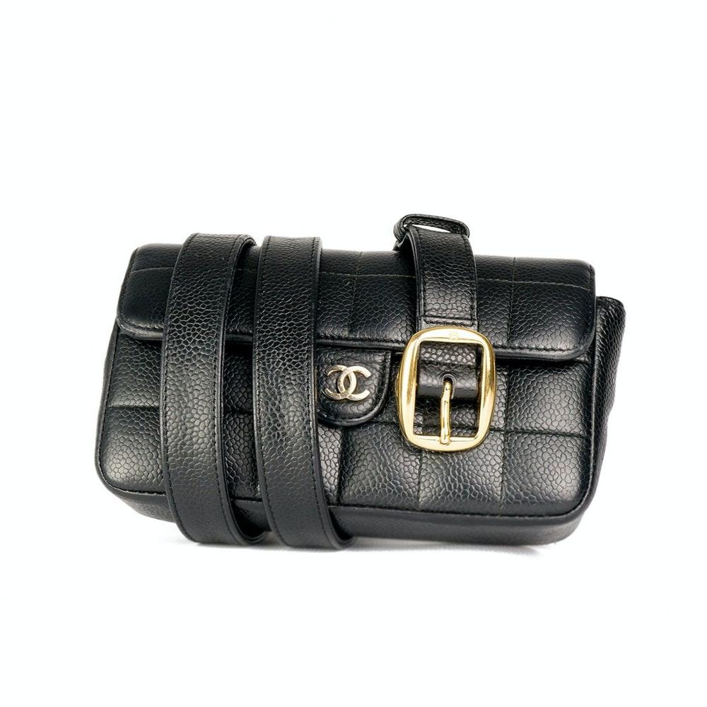 Chanel Vintage Caviar Square Quilted Mini Classic Fanny Pack Waist Belt Bag 4