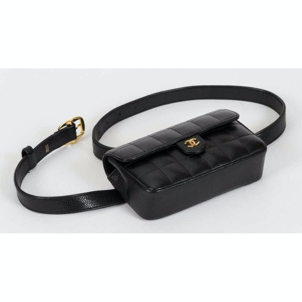 Chanel Vintage Caviar Square Quilted Mini Classic Fanny Pack Waist Belt Bag 2