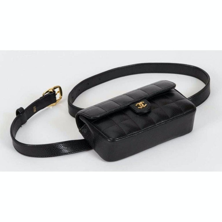 Chanel Vintage Caviar Mini Classic Flap Fanny Pack Waist Belt Bag For Sale  at 1stDibs