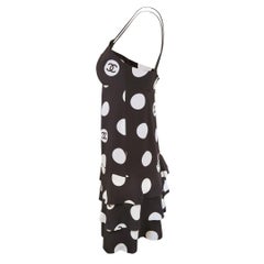 CHANEL Vintage SS 1997 Runway Black and White Tiered Silk Polka Dot Tank Dress